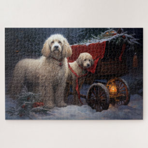 Puzzle Adorno de Navidad de Trineo Nevado de Caniche