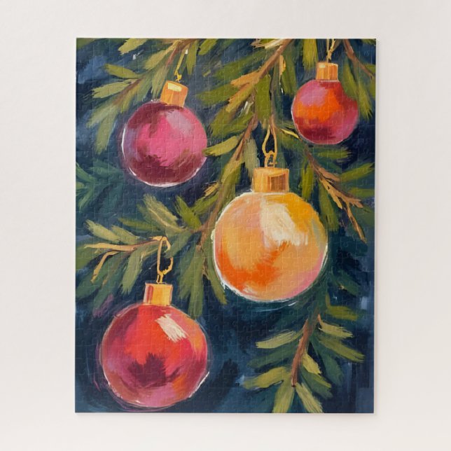 Puzzle Adornos de árbol de Navidad acuarela (Vertical)