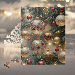 Puzzle Adornos navideños elegantes en champán