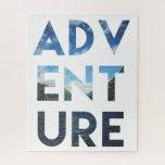 Puzzle Adventure Word Art Travel Photography<br><div class="desc">Foto de un hermoso paisaje de montañas y lagos dentro de la palabra Aventura.</div>