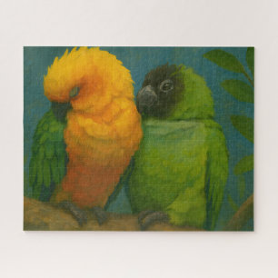 Puzzle Afecto tropical - loros en luz forestal