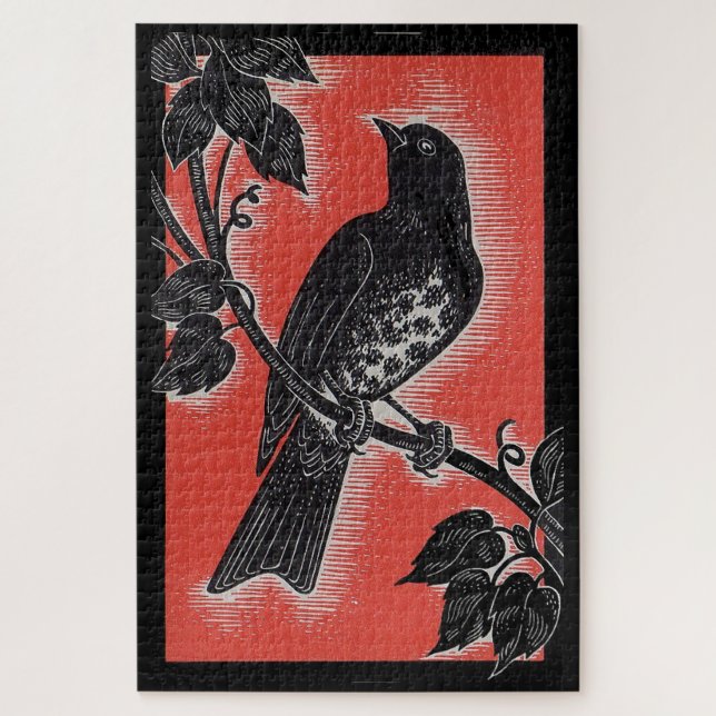 Puzzle afeitado negro con rojo (Vertical)