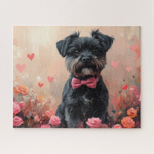 Puzzle Affenpinscher con Rosas - Día de San Valentín (Horizontal)