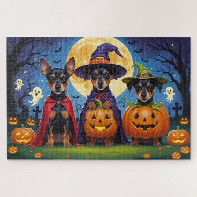 Puzzle Affenpinscher Dogs Pumpkin Halloween Funny (Horizontal)