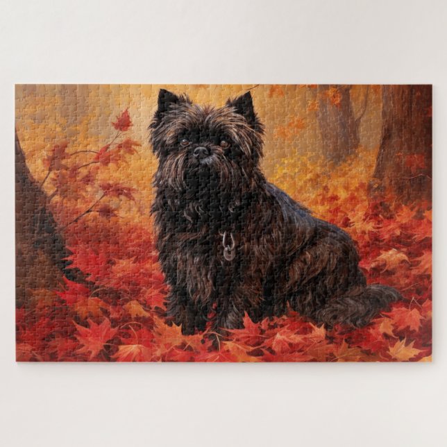 Puzzle Affenpinscher en hojas de otoño se inspira (Horizontal)