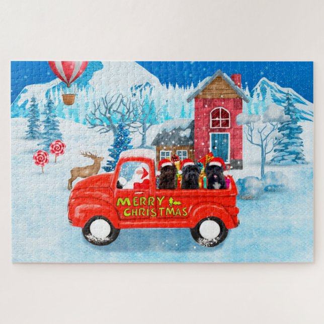 Puzzle Affenpinschers Dog in Christmas Delivery Truck (Horizontal)