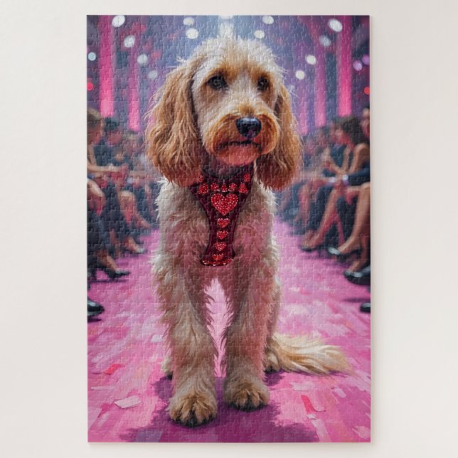 Puzzle Afghan Hound Dog Valentine's Day Runway Fashion (Vertical)
