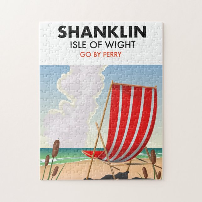 Puzzle Afiche de la isla Shanklin Beach de wight travel. (Vertical)