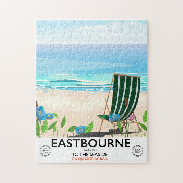 Puzzle Afiche de viaje de Eastbourne Beach East Sussex (Vertical)