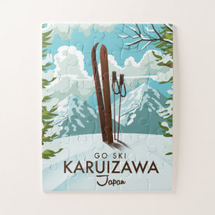 Puzzle Afiche de viaje de esquí de Karuizawa Japón