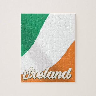 Puzzle Afiche de viaje de la bandera nacional de Irlanda
