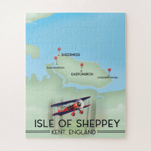 Puzzle afiche de viaje de la isla de Sheppey Kent Inglate
