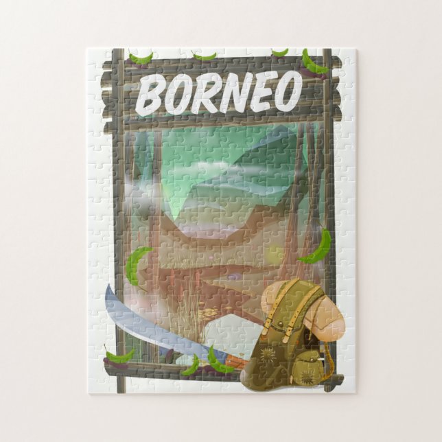 Puzzle Afiche de viaje de la Jungla de Borneo (Vertical)