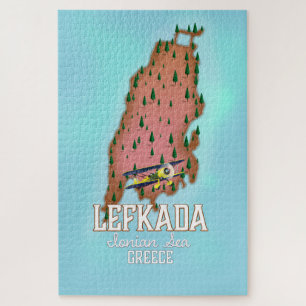 Puzzle Afiche de viaje de Lefkada Grecia.