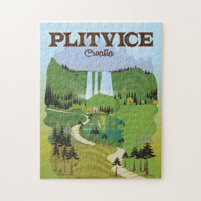 Puzzle Afiche de viaje de Plitvice Croatia (Vertical)