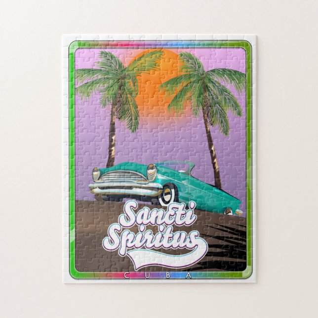 Puzzle afiche de viaje de santiti espiritus Cuba. (Vertical)