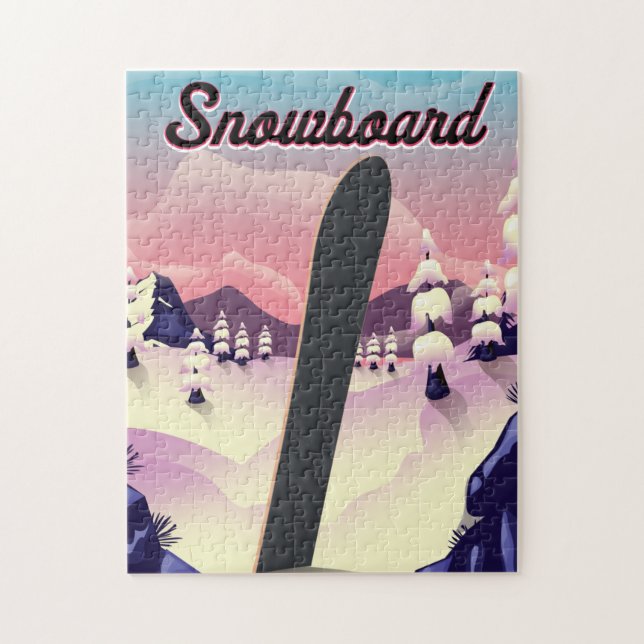 Puzzle Afiche de viaje de Snowboard (Vertical)