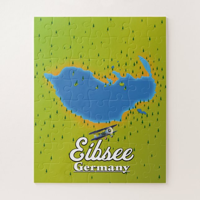 Puzzle Afiche de viaje del Eibsee Alemania. (Vertical)