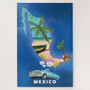 Puzzle Afiche de viaje del Ilustracion del Mapa de México