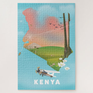 Puzzle Afiche de viaje del Ilustracion Mapa de Kenia.
