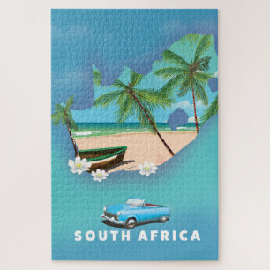 Puzzle Afiche de viaje del Ilustracion Mapa de Sudáfrica.