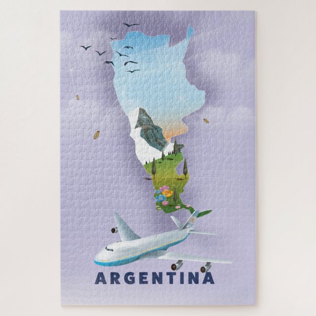Puzzle Afiche de viaje del Mapa de Argentina (Vertical)
