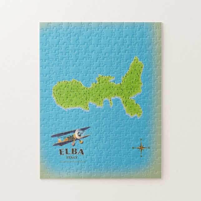 Puzzle Afiche de viaje del mapa de Elba Italia (Vertical)