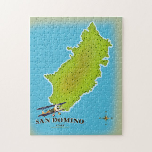 Puzzle Afiche de viaje del mapa de Elba Italia (Vertical)
