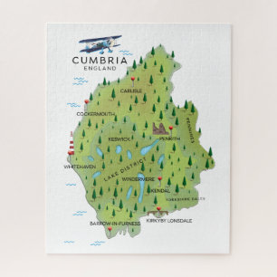 Puzzle Afiche de viaje del Mapa de Inglaterra de Cumbria.