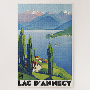Puzzle Afiche de viaje del pacífico lago Annecy Vintage F