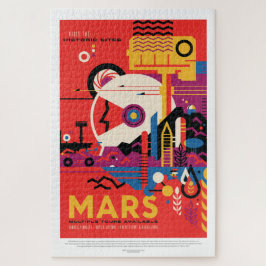 Puzzle Afiche de viaje espacial Vintage Red Planet Mars