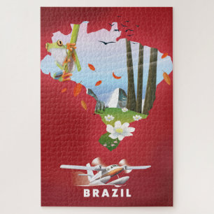 Puzzle Afiche de viaje ilustrado por Brasil.