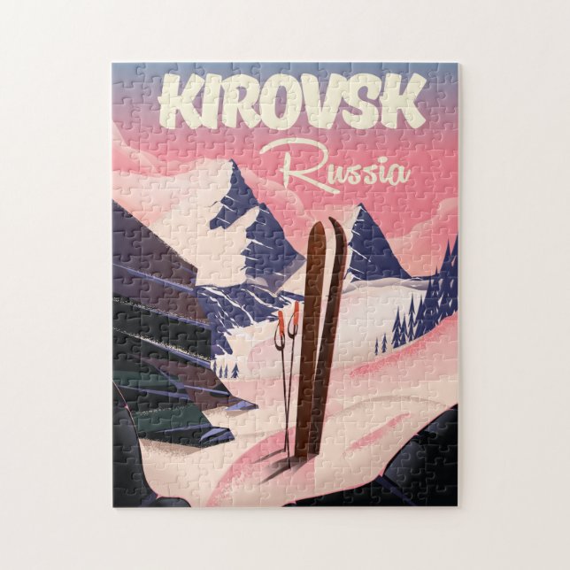 Puzzle Afiche de viaje para esquiar en Kirovsk Rusia (Vertical)
