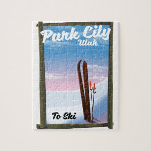 Puzzle Afiche de viaje para esquiar en la ciudad de Utah