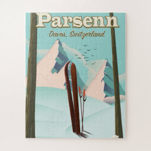 Puzzle Afiche de viaje para esquiar en Suiza Parsenn.