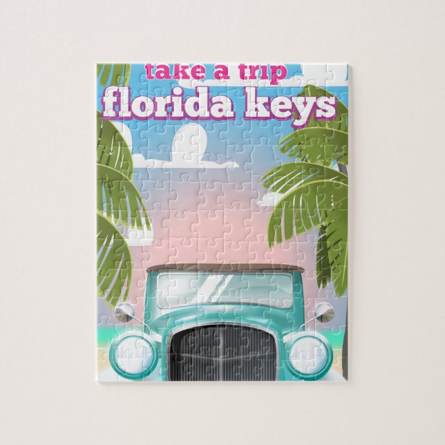 Puzzle Afiche de viaje por las llaves de Florida (Vertical)