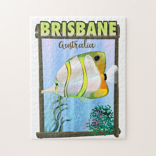 Puzzle Afiche de viaje tropical de Brisbane Australia (Vertical)