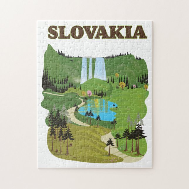 Puzzle Afiche de viajes al estilo de la época de Eslovaqu (Vertical)