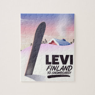 Puzzle Afiche de viajes de Levi Finlandia Snowboarding