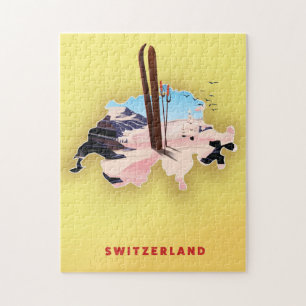 Puzzle Afiche de viajes en Ski de Suiza.