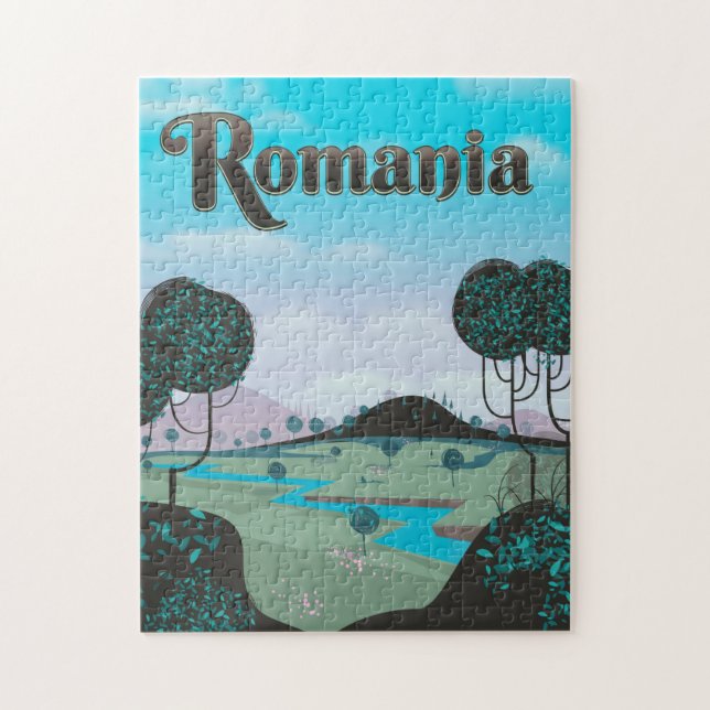 Puzzle Afiche de viajes por el paisaje de Rumania (Vertical)