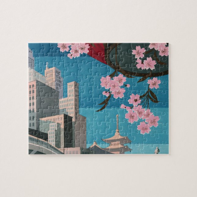Puzzle Afiche japonés de viaje vintage de Japón (Horizontal)