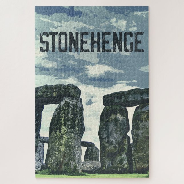Puzzle Afiche retro vintage de Stonehenge Inglaterra Post (Vertical)