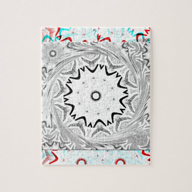 Puzzle Africa Pink Cyan geometry (Vertical)