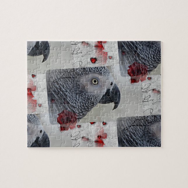 Puzzle African Grey Love Letters (Horizontal)