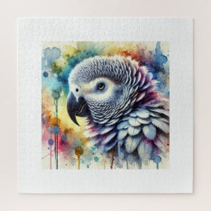 Puzzle African Grey Parrot Yaco 060824AREF144 - Watercolo