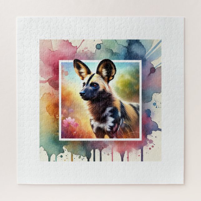 Puzzle African Wild Dog 010924AREF137 - Watercolor (Vertical)