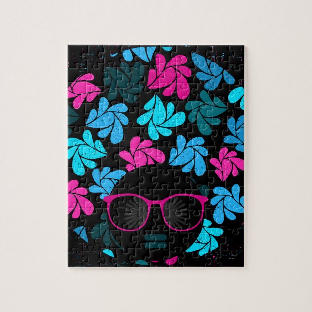 Puzzle Afro Diva Turquesa y Rosa Caliente (Vertical)