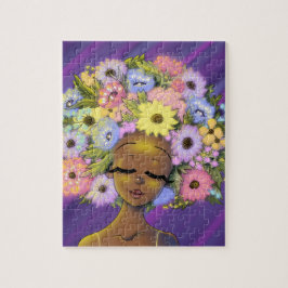 Puzzle Afroamericana con afro florido