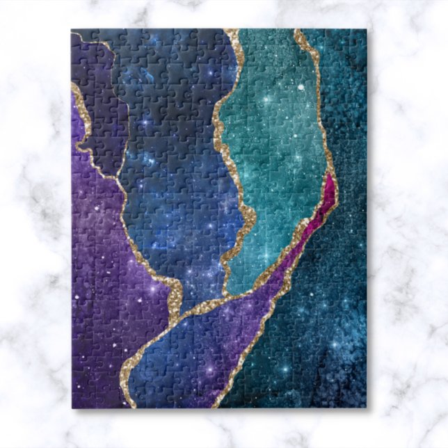 Puzzle Ágata Venas Doradas Aqua Púrpura Azul (Subido por el creador)